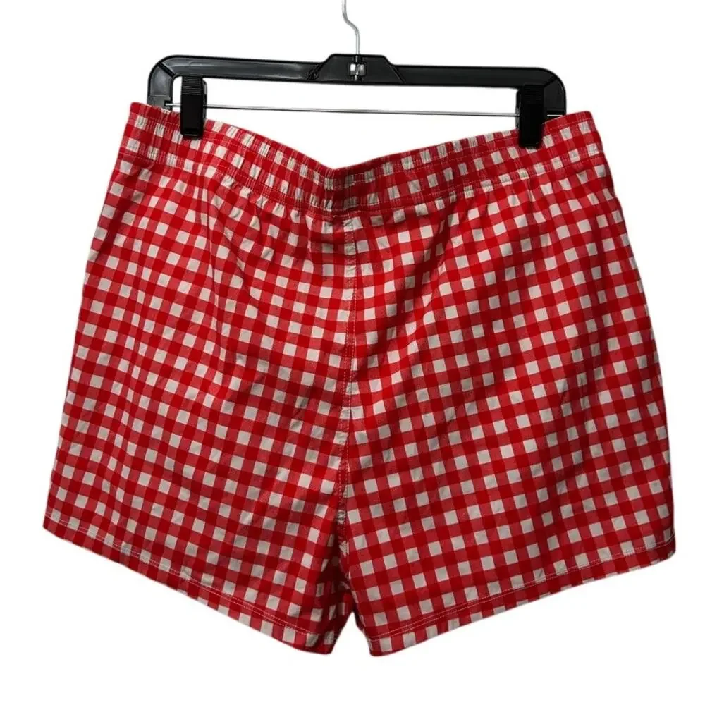 Hammies Gingham Cabana Red Trunk Short 36 Lined Swim Casual Retro Preppy Coastal